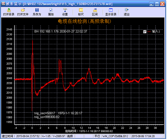 2015年7月27日青岛港17#、18#变电所电缆成功选线、预警、测距运行实例